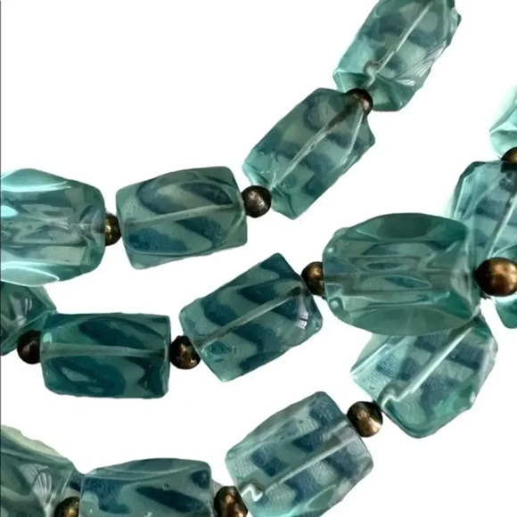 TRIPLE Strand Rare Unique Buffed Polished Faceted Beads Necklace - Picture 1 of 5